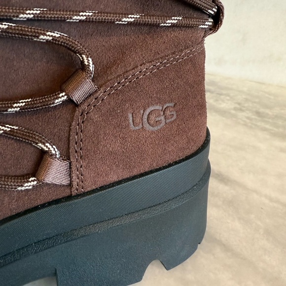 UGG Brisbane Lace Up Waterproof Suede Boots with Pink & Brown Laces • 10 • NWT - Picture 9 of 15